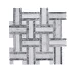 Benedict White 12 in. x 12 in. Basket Weave Mixed Marble Wall and Floor Mosaic Tile (1 sq. ft./Each)