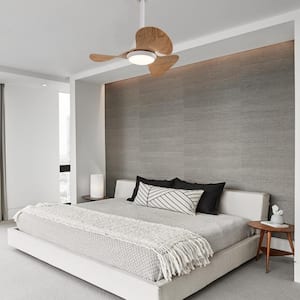 24 in. Color Changing 3000K/4000K/5000K LED White Wooden finish Indoor Ceiling Fan with Light Kit and Remote Control