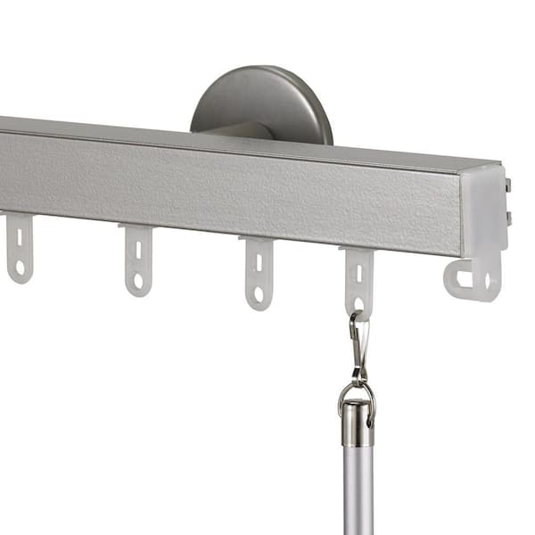 Art Decor Nexgen Pro 84 in. Non-Adjustable Traverse Window Curtain Rod Set in Silver