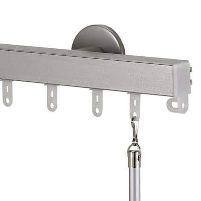Nexgen Pro 96 in. Non-Adjustable Traverse Window Curtain Rod Set in Silver