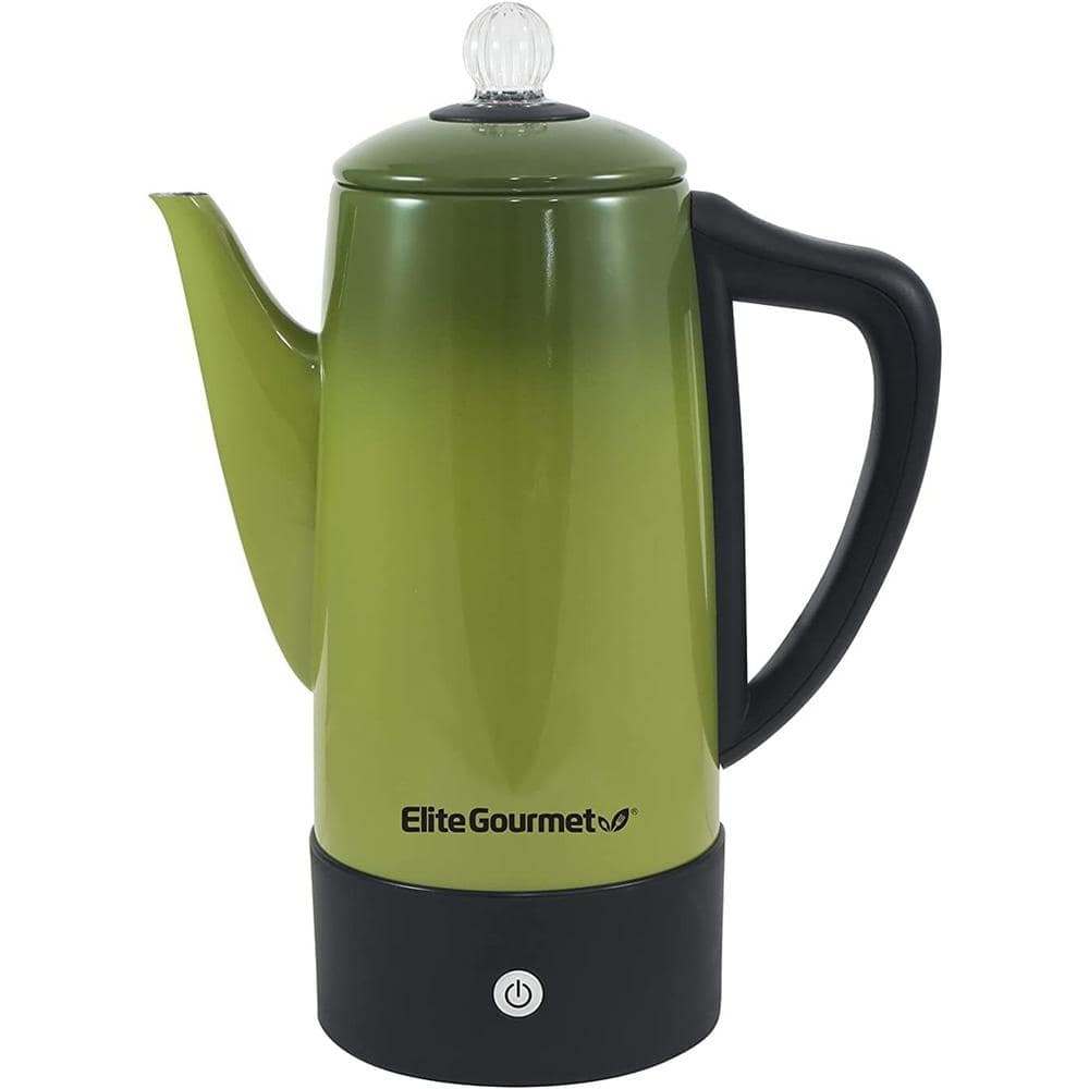Elite Gourmet 12-Cup Stainless Steel Coffee Percolator, Vintage Green