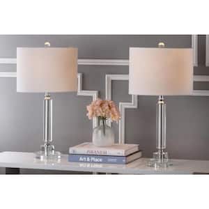 Deco 24.5 in. Clear Column Crystal Table Lamp with White Shade (Set of 2)