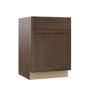 Shaker 24 in. W x 24 in. D x 34.5 in. H Assembled Base Kitchen Cabinet in Brindle with Ball-Bearing Drawer Glides