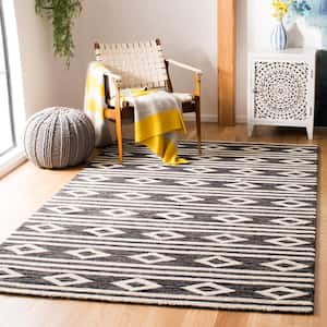 Micro-Loop Charcoal/Ivory 2 ft. x 3 ft. Striped Diamonds Area Rug