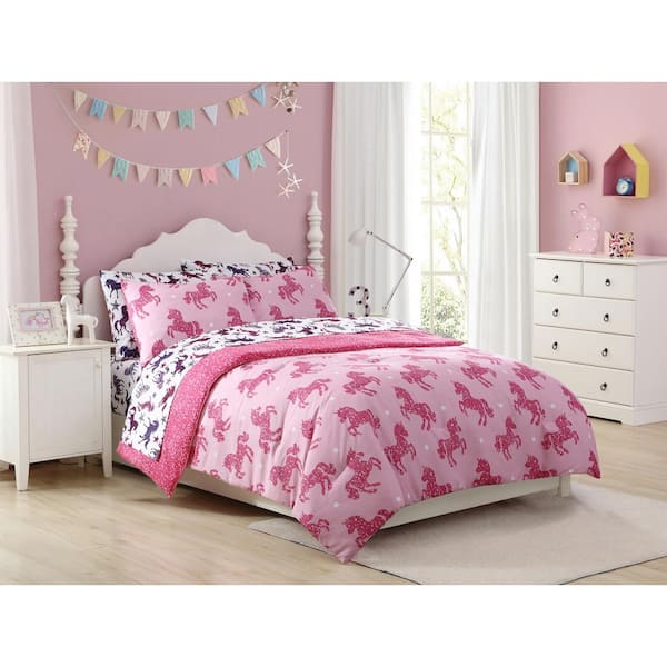 Kute Kids 4 Piece Sparkling Glitter Unicorn Queen Sheet Set