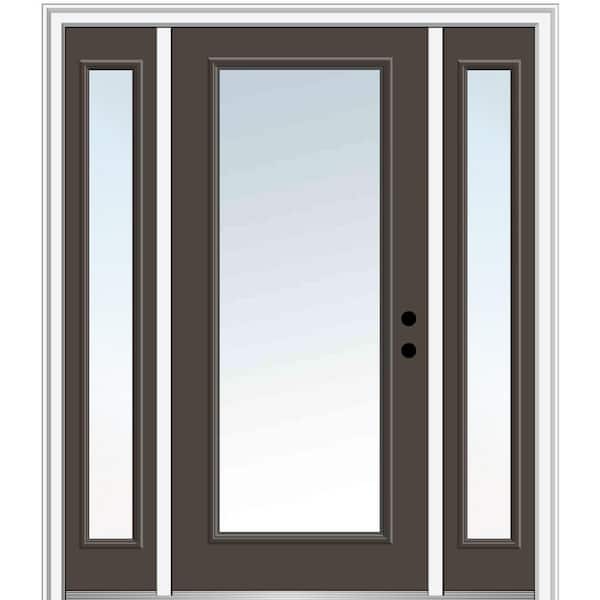 MMI Door 68.5 in. x 81.75 in. Classic Left-Hand Inswing Full Lite Clear Painted Steel Prehung Front Door with Sidelites