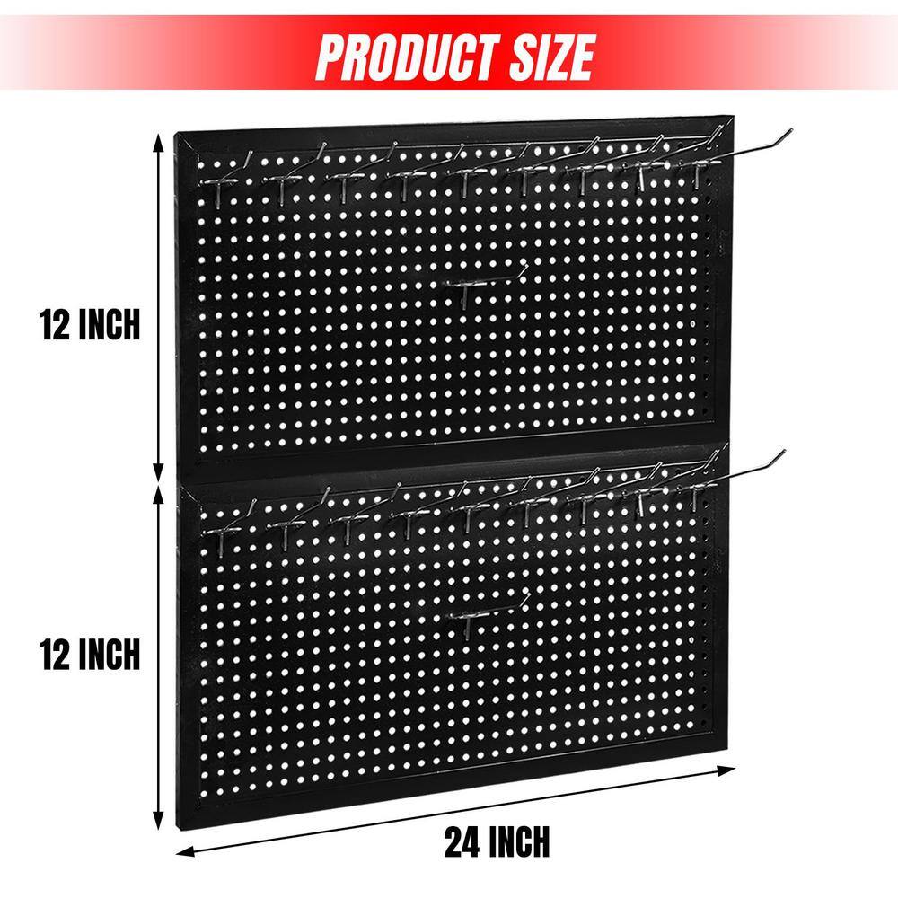 Black Powder-Coated Steel Modular Pegboard Kit, 24" x 24"