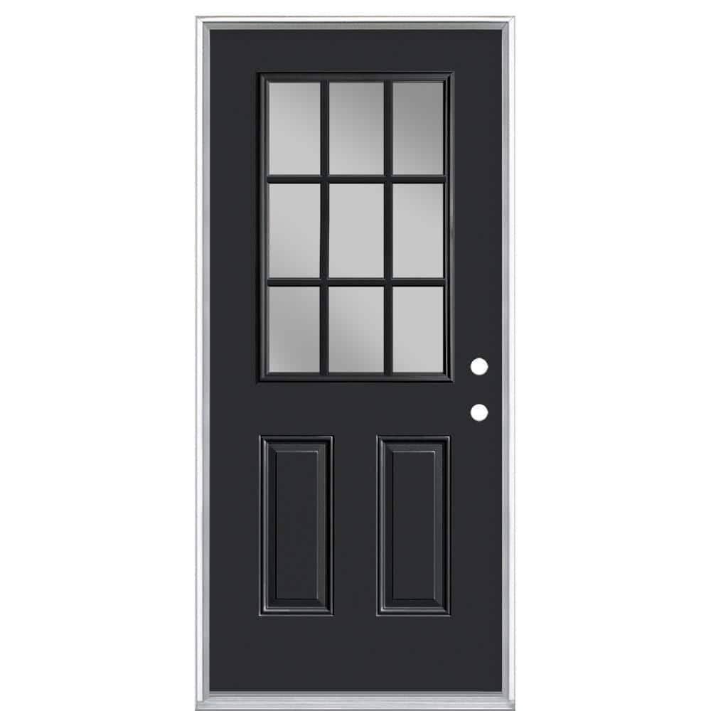 36 in. x 80 in. 9 Lite Left Hand Inswing Painted Steel Prehung Front Exterior Door No Brickmold price history on PriceWatchPro