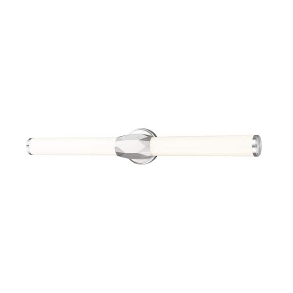 Unbranded Cooper 32 in. 2-Light Brushed Nickel Integrated LED Vanity Light with Frosted Plastic Shade