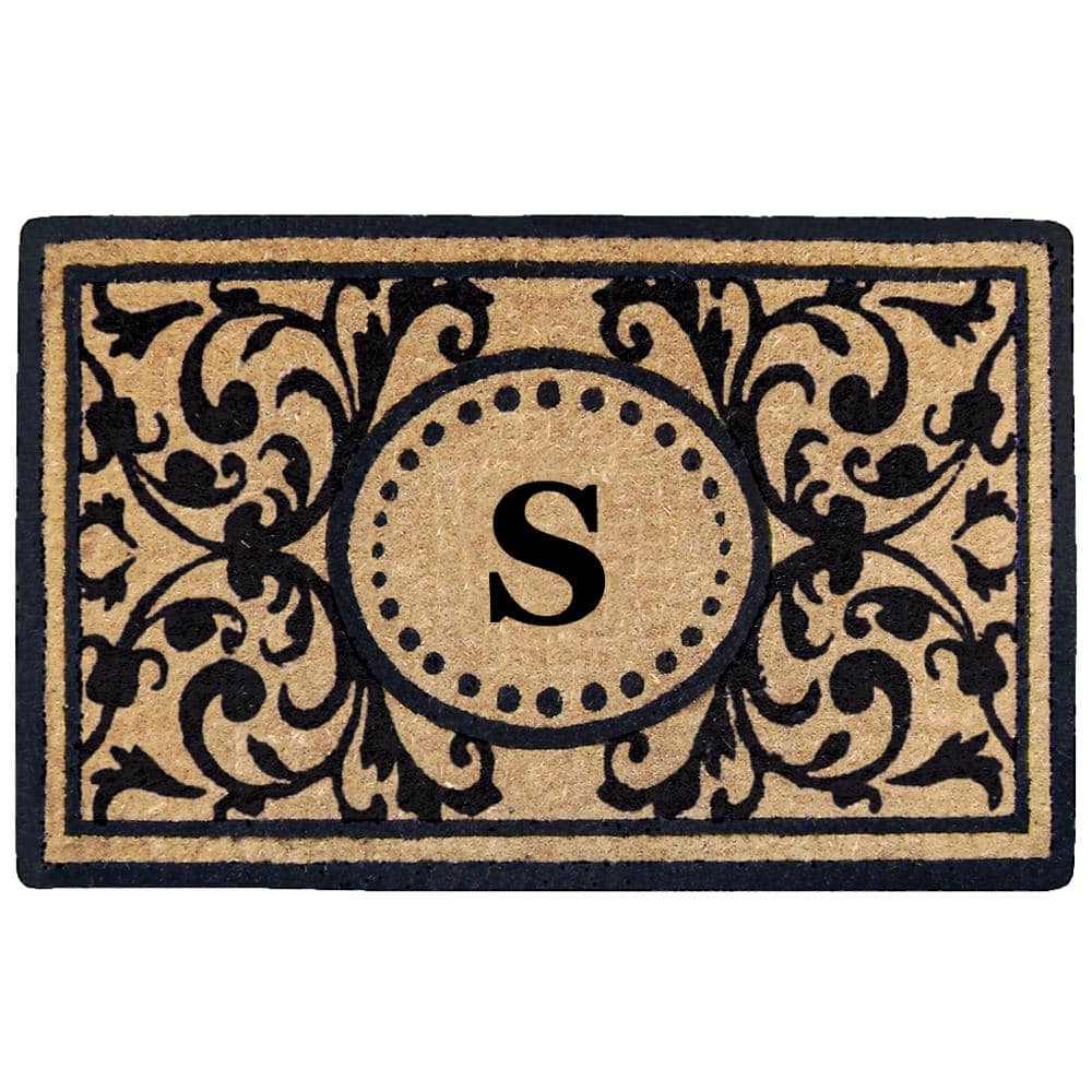 Nedia Home Heritage 22 in. x 36 in. Heavy Duty Coir Monogrammed S Door ...