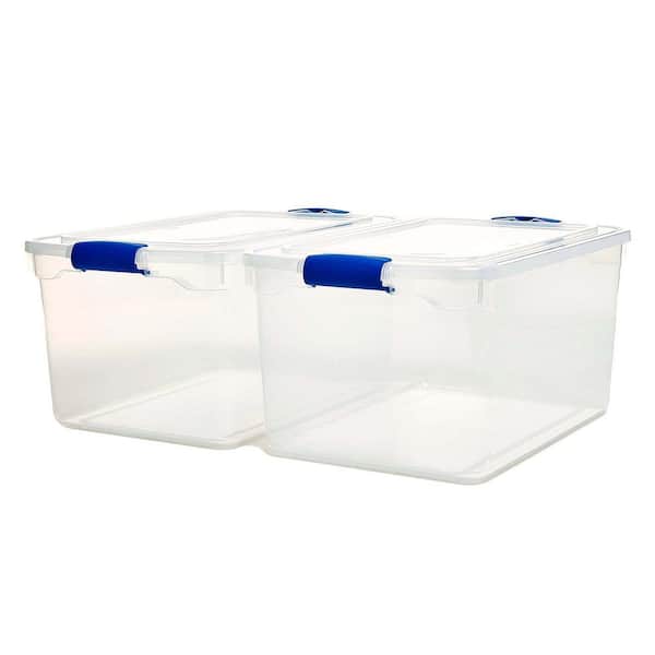 6pcs 66 Qt. Latch Box Plastic Storage Bin Container Organizer for Clothing  Clear