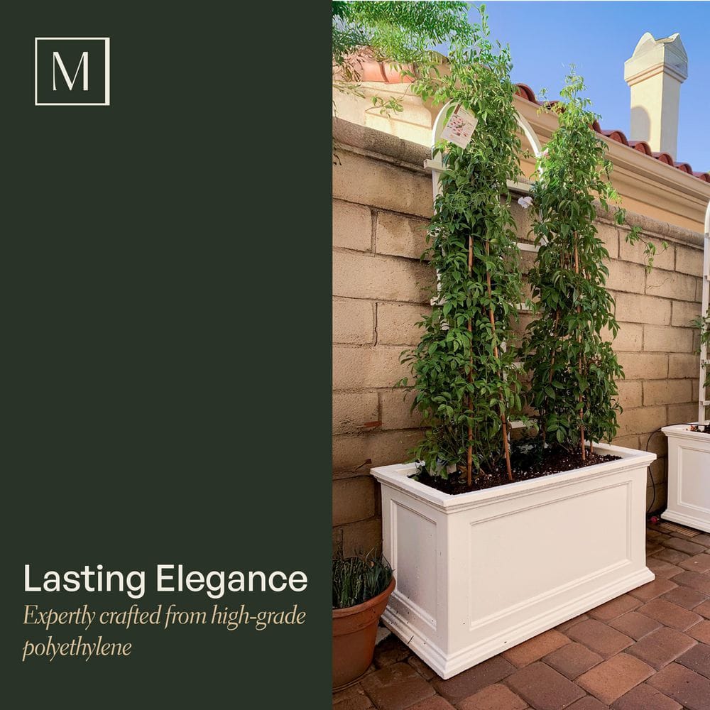 White 20x36 Polyethylene Outdoor Patio Planter with Water Reservoir