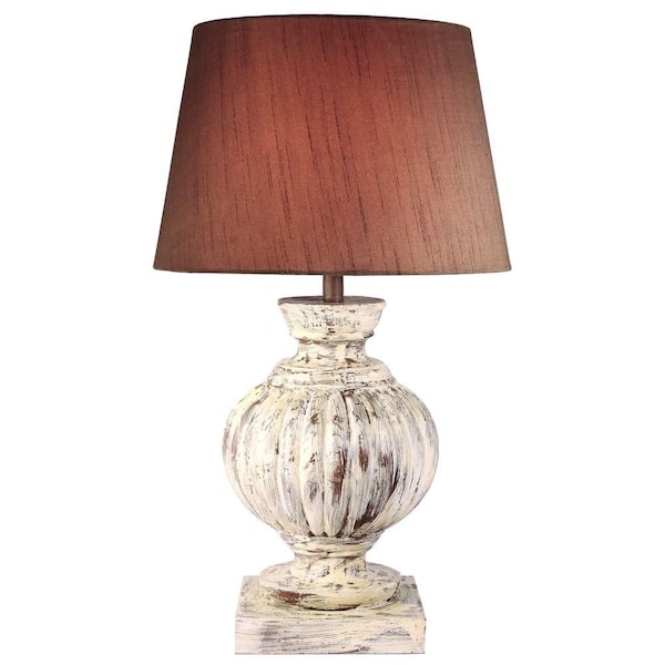 Kenroy Home Yankee 19 in. H Distressed White Table Lamp