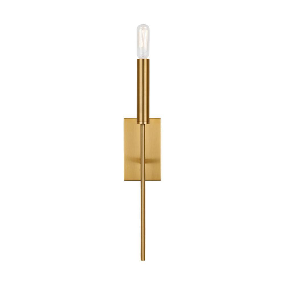 Burnished Brass Single Light Wall Sconce with White Drum Shade