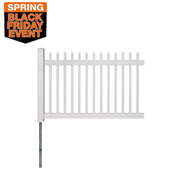 WamBam Fence No-Dig Permanent 4 ft. x 6 ft. Nantucket Vinyl Picket Fence Panel with Post and Anchor Kit