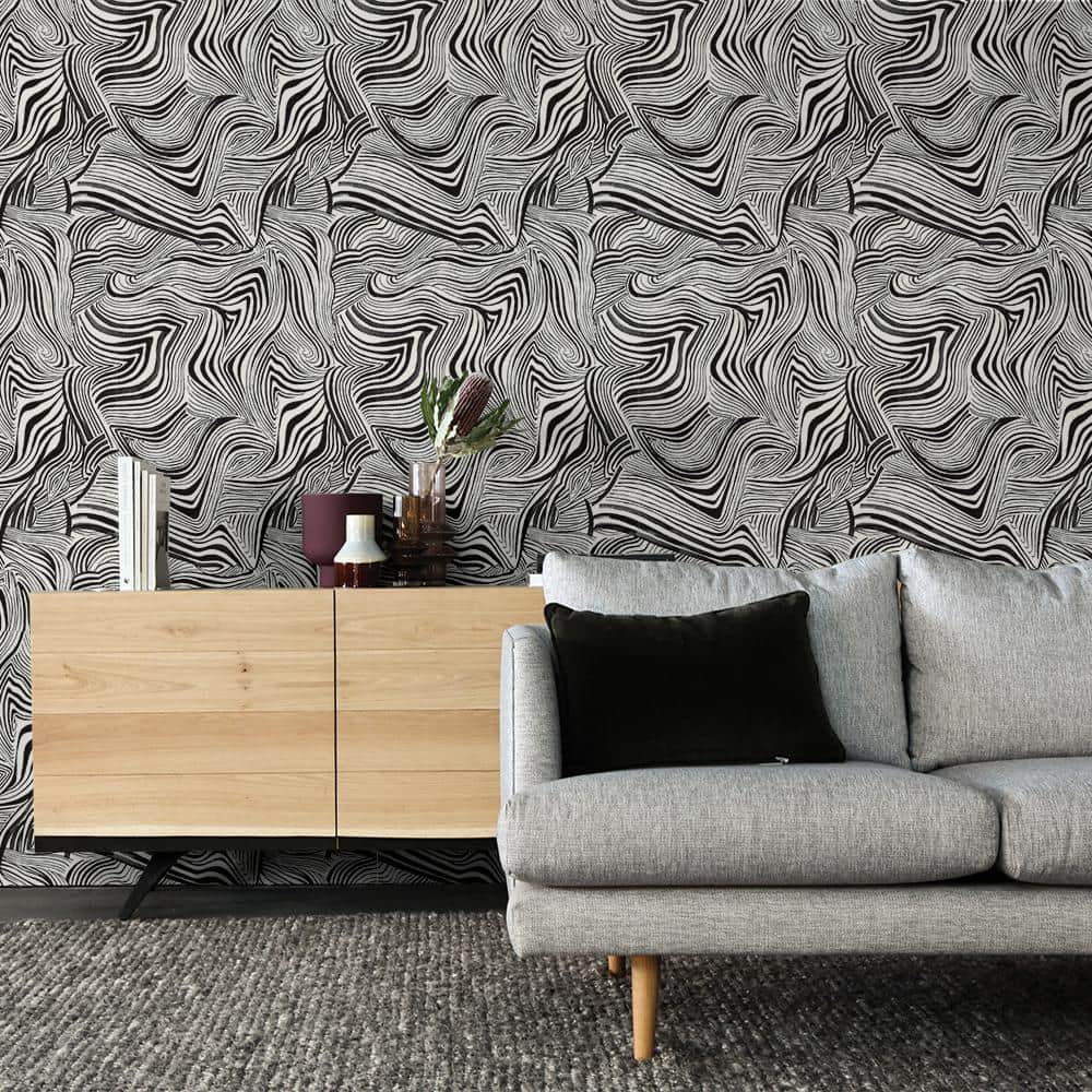 Noir Zebra Print Self-Adhesive Removable Wallpaper