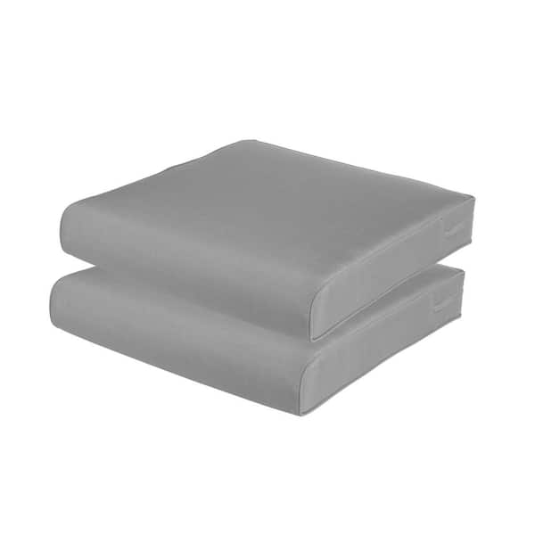 Aoodor 21 in. x 21 in. Square Outdoor Chair Seat Cushion with Adjustable Straps and Zipper and Handle in Gray (2-Pack)