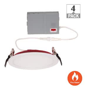6 in. Fire Rated Canless Integrated LED Recessed Light Trim Downlight 1200-Lumens Adjustable CCT Dimmable (4-Pack)