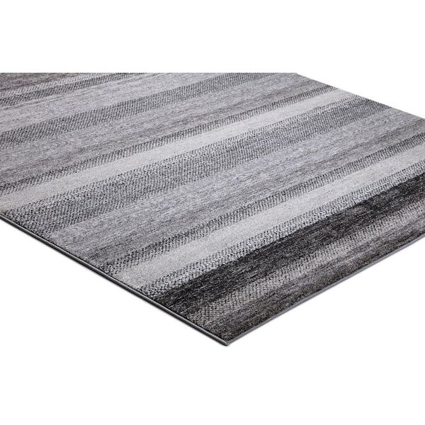 Positano Collection Florencia Gray 9 ft. x 13 ft. Stripe Area Rug