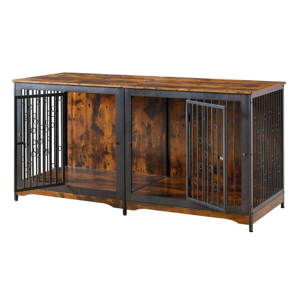 70.87 in. W x 28.35 in. D x 34.06 in. H Dog Crate Oversized Tabletop in Rus