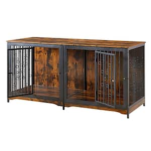 70.87 in. W x 28.35 in. D x 34.06 in. H Dog Crate Oversized Tabletop in Rustic Brown