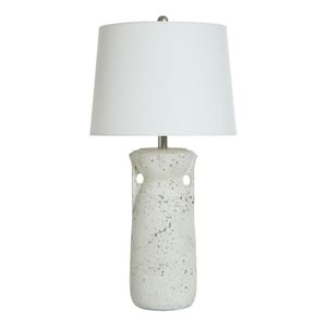 30 in. Speckled Cream, Off-White Urn Task And Reading Table Lamp for Living Room with White Cotton Shade