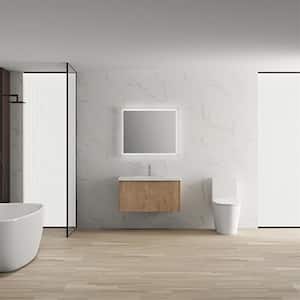36 in. W x 18 in. D x 19.30 in. H Bathroom Vanity in Imitation oak color with white Gel Basin Top