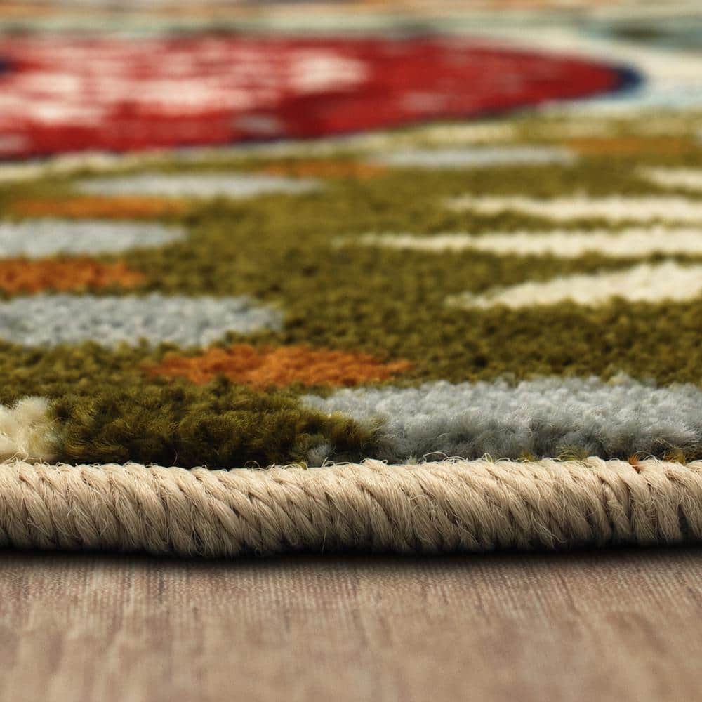 Blue Medallion Tufted Synthetic 5' x 8' Area Rug