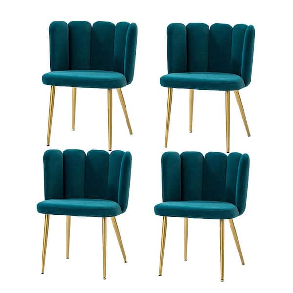 JAYDEN CREATION Bona Teal Side Chair with Metal Legs (Set of 4)