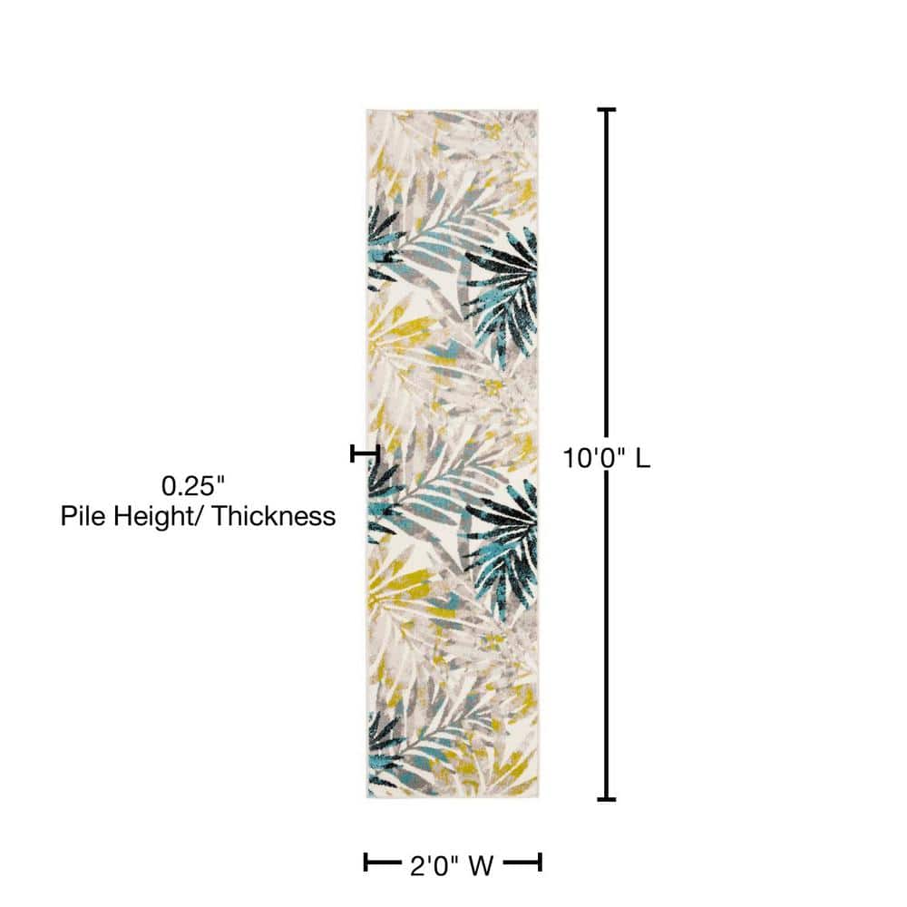Reversible Gray Floral 24" x 120" Synthetic Easy-Care Runner Rug