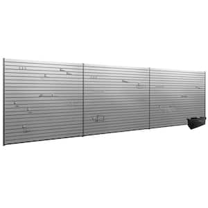 71.75 in. H x 240 in. W PVC Slat Wall Panel Set in Silver with 40-Piece Accessory Kit (120 sq. ft.)