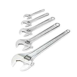 6 in., 8 in., 10 in., 12 in., and 15 in. Chrome Adjustable Wrench Set (5-Piece)