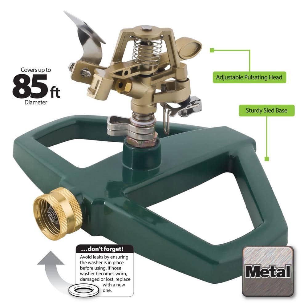 Green Heavy Duty Metal Pulsating Lawn Sprinkler