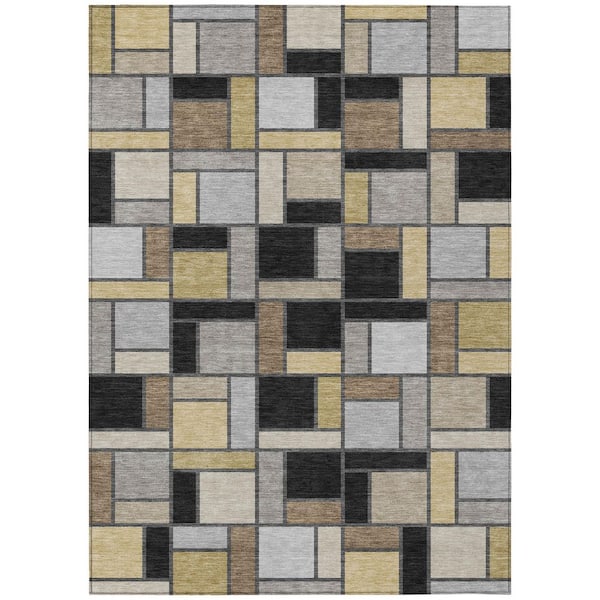 Chantille Machine Washable Indoor/Outdoor Abstract ACN3110 Black 9 ft. x 12 ft. Area Rug