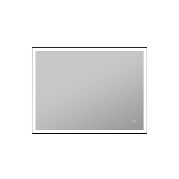 WELLFOR RECA 48 in W x 36 in. H Rectangular Single Aluminum Framed Anti-Fog LED Light Wall Bathroom Vanity Mirror in Matte Black