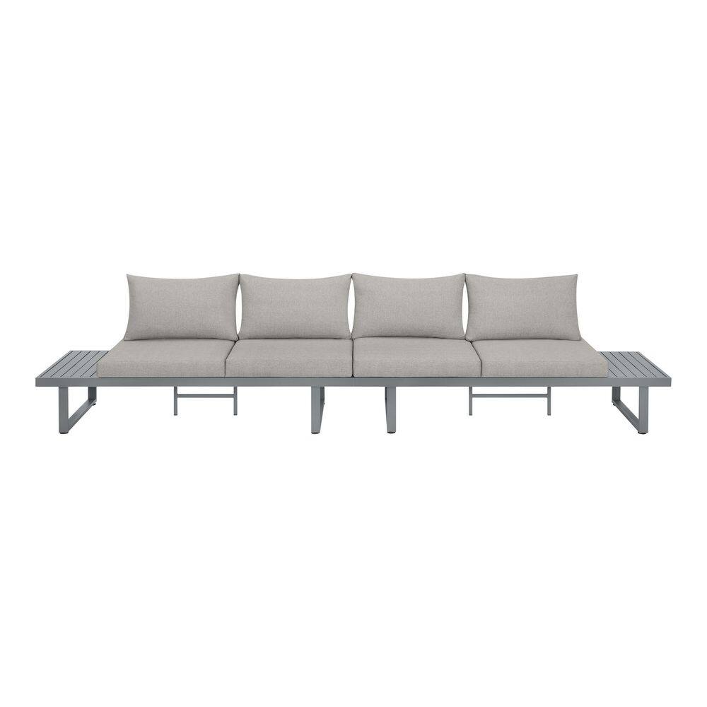 Creekfield 3-Piece Aluminum Outdoor Modular Sectional with CushionGuard Stone Gray Cushions - Thumbnail 5