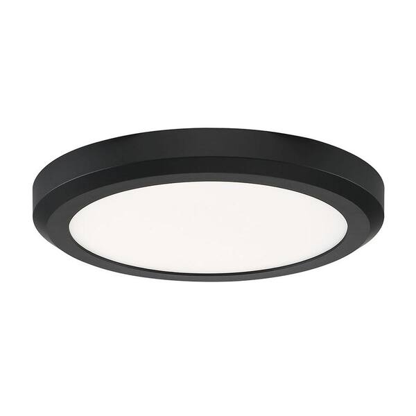 EnviroLite 16 in. 1-Light Edge-Lit Matte Black Dimmable LED Flush Mount
