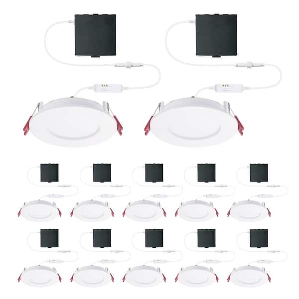 Commercial Electric 4 in. LED Slim 3 CCT Canless - White (12-Pack)