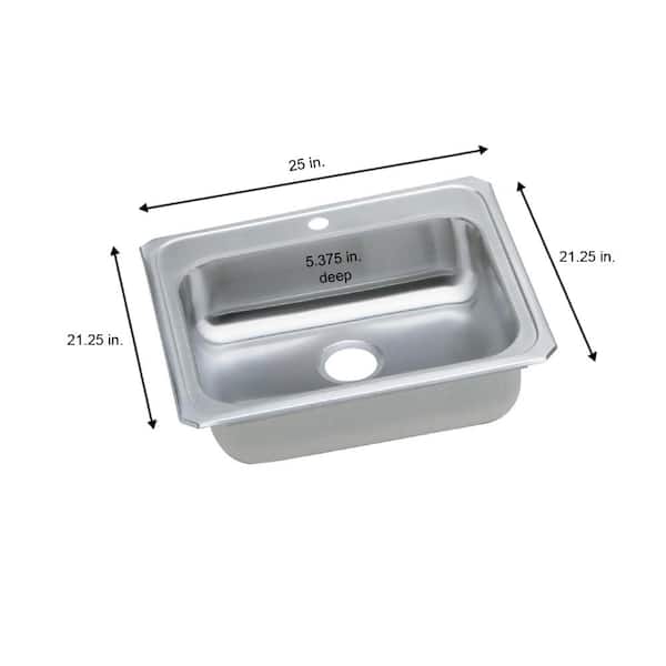 Celebrity 25 in. Drop-in Single Bowl 20-Gauge Brushed Satin Stainless Steel Kitchen Sink Only