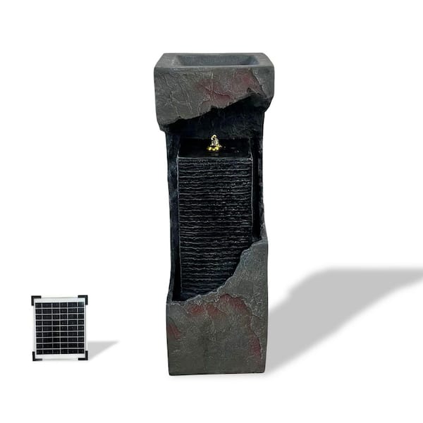 XBrand 35.4 in. Resin Solar Fountain – Indoor/Outdoor Freestanding Fountain