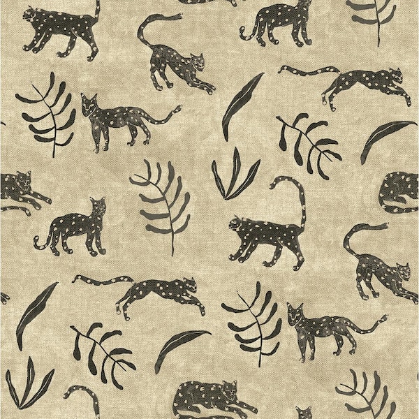 SURFACE STYLE Prance Linen Leopard Vinyl Peel and Stick Wallpaper Roll (Covers 30.75 sq. ft.)