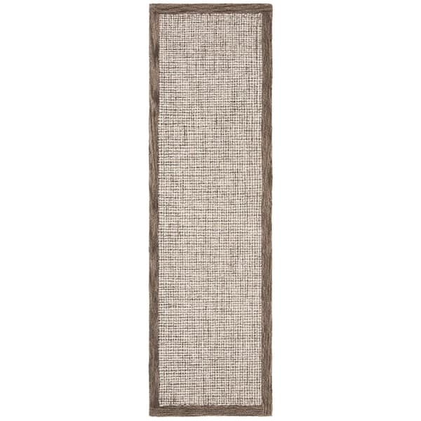 SAFAVIEH Abstract Brown/Ivory Doormat 2 ft. x 4 ft. Border Distressed Area Rug