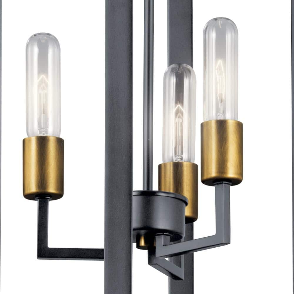 Transitional Matte Black 15" Ceiling Pendant with Glass Accents