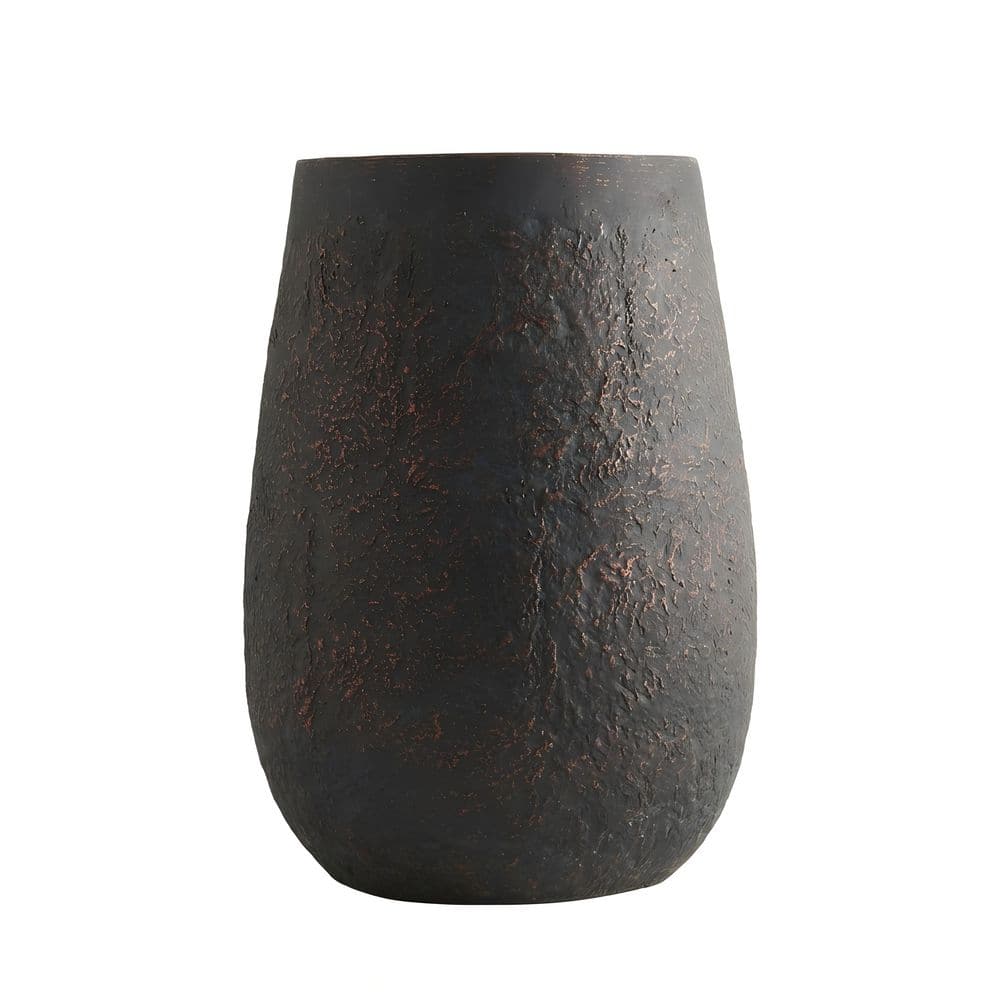 Wallowa Weathered Concrete Bronze Tall Planter Pot with Drainage