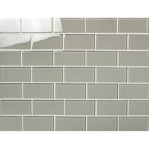 Modern Design Smokey Gray Subway 3 in. x 6 in. Glossy Glass Wall Tile (0.125 Sq. Ft./Piece)