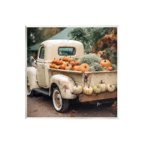Stupell Industries Pumpkin and Gourd Truck by Riley B 1-Piece Unframed Graphic Print Travel Poster Art Print 12 in. x 12 in.