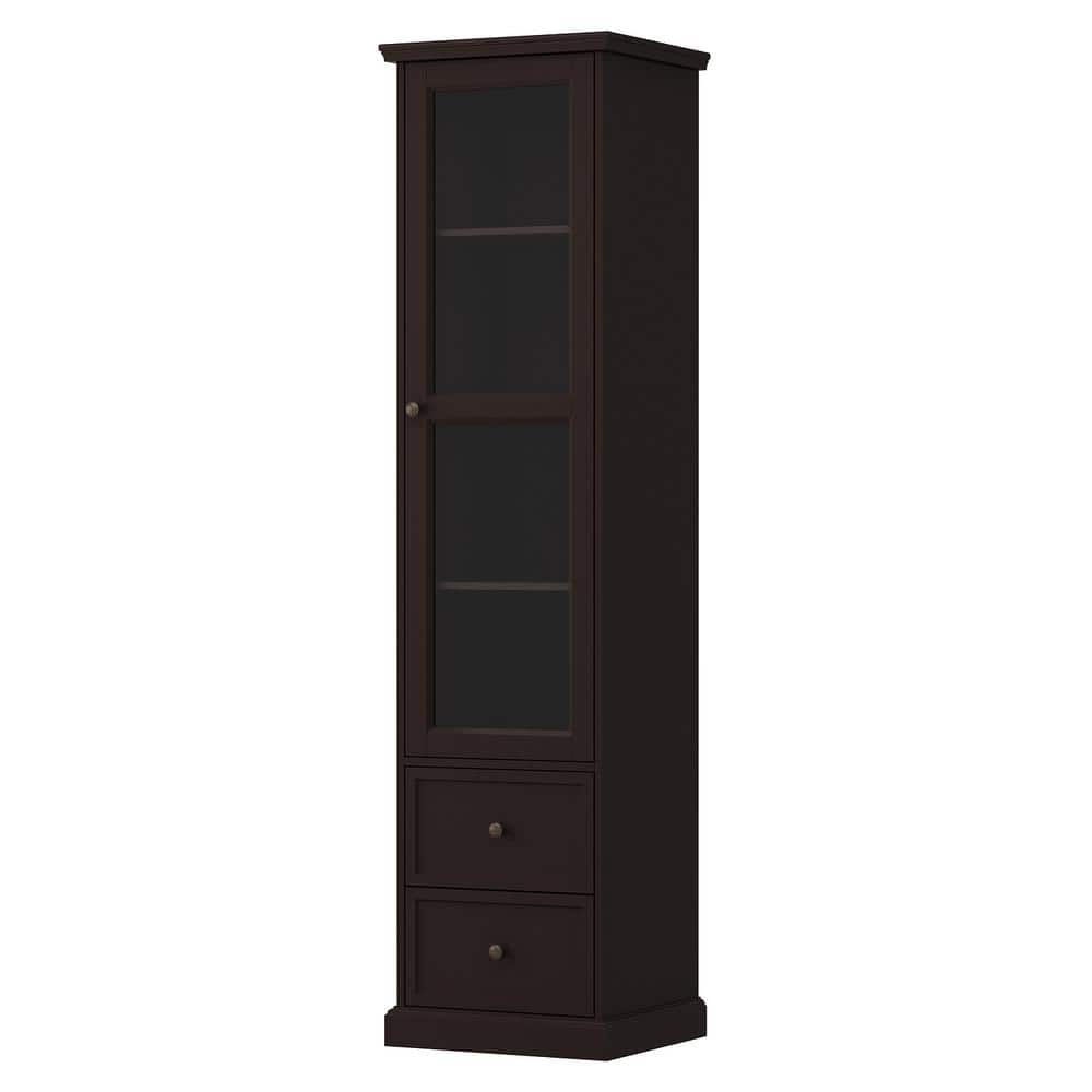 FUFU&GAGA 17.7 in. W x 15.7 in. D x 68.9 in. H Brown Wood Freestanding Bathroom Linen