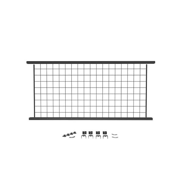 Sorrento C61 36 in. x 72 in. Black Fine Texture Aluminum Level Railing Kit with Mounts and 3-5/8 in. Mesh Panel