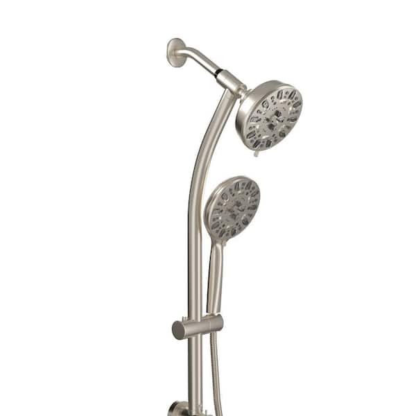 7-Spray Settings Wall Mount Handheld Shower Head 1.8 GPM 4.7in. Dual Shower Heads Shower System in Brushed Nickel
