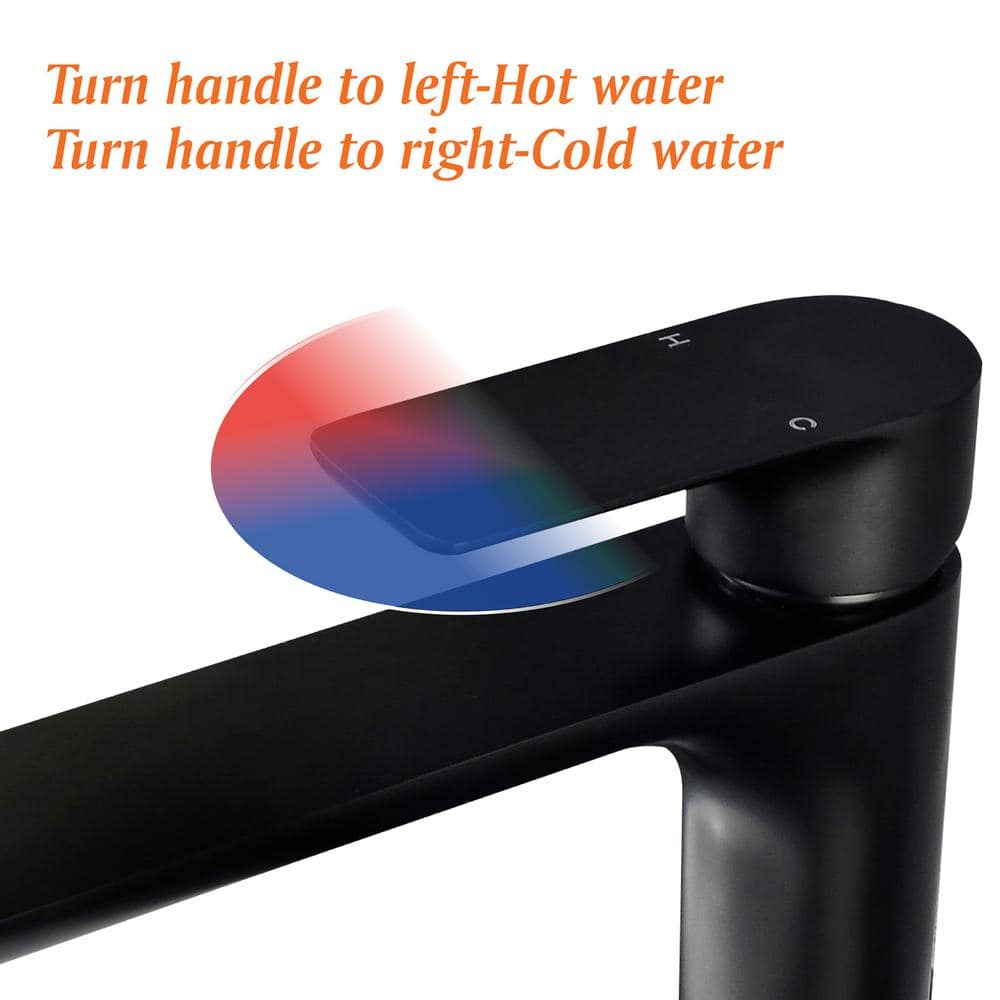Matte Black Single-Handle Brass Bathroom Vessel Sink Faucet